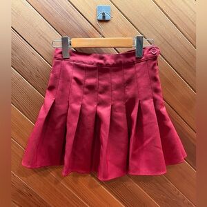 Red Pleated Cotton Tennis Skirt